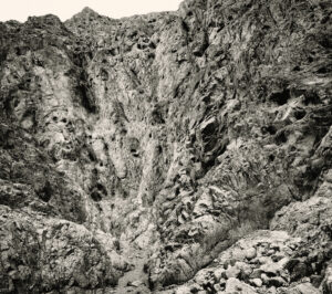A black and white photo of some rocks