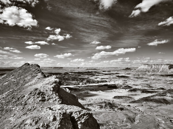 A black and white photo of some rocks