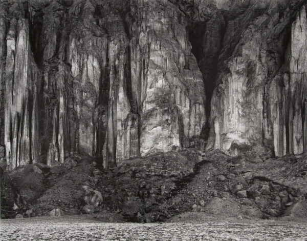 A black and white photo of some rocks