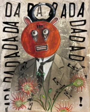 A painting of a man with horns and a bull head.