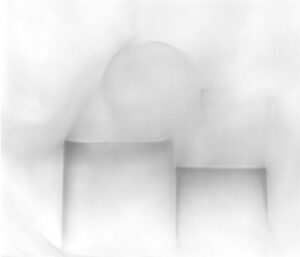 A blurry image of some white boxes and a circle.