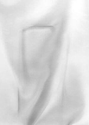 A white cloth with some kind of blurry image