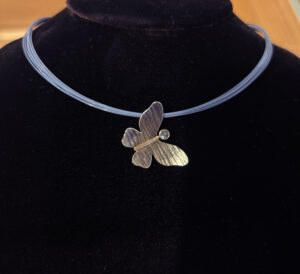 KARIN WORDEN. Blue Butterfly Pendant and Necklace