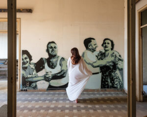 RANIA MATAR. Aya (Dancing), Beirut, Lebanon, 2022 (wall art by Nabil Assaf)