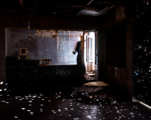 RANIA MATAR. Lara M., (Bullet Holes), Abandoned Zahle Cinema, Zahle, Lebanon, 2024