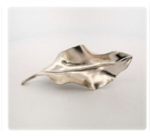 KARIN WORDEN. Silver leaf pin.