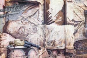 NEVADA WIER. Colombia. Getsemani. Man & Mural of Man. 2022