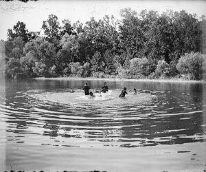 JENNIE ROSS COBB. Women swim in what is likely the Illinois River, which runs through Tahlequah, Oklahoma, c. 1896–1905.