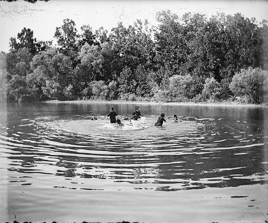 JENNIE ROSS COBB. Women swim in what is likely the Illinois River, which runs through Tahlequah, Oklahoma, c. 1896–1905.